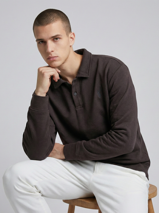 Choco Brown Full Sleeve Polo