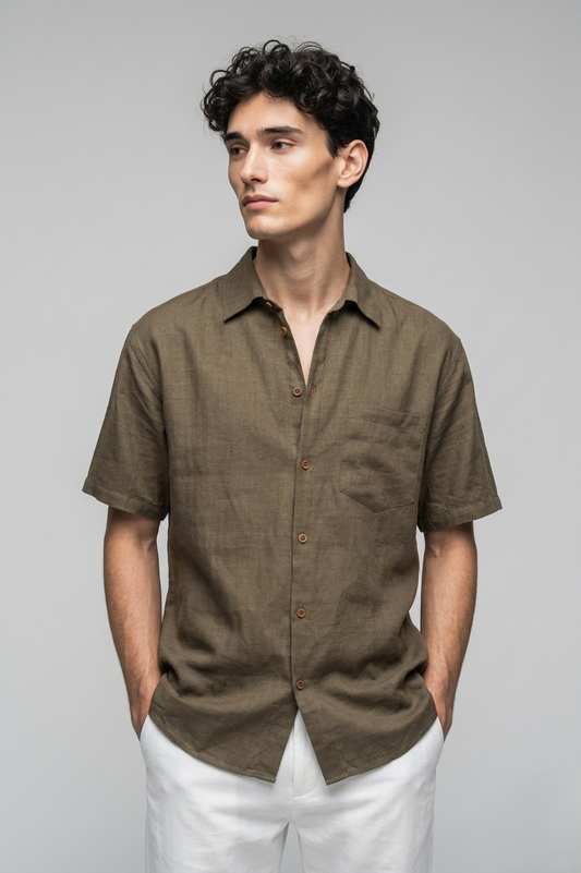 Brown Linen Casual Shirt