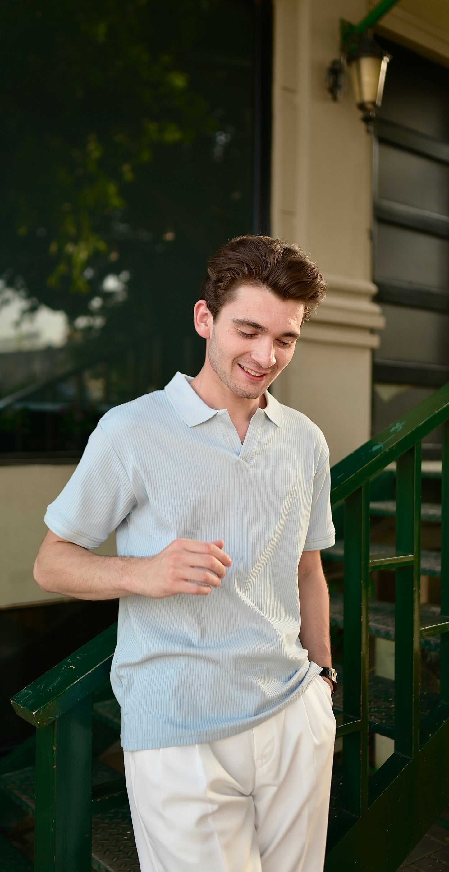 Sky Blue Drop Needle River Polo