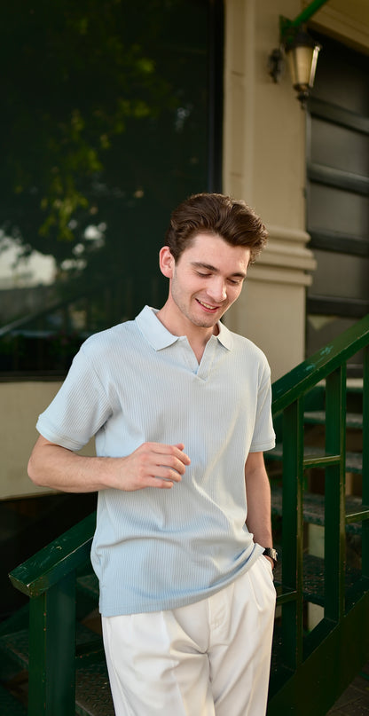 Sky Blue Drop Needle River Polo