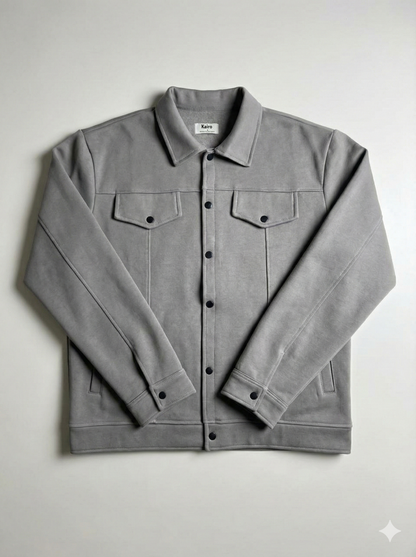 Light Gray Classic Trucker Jacket – Button-Up