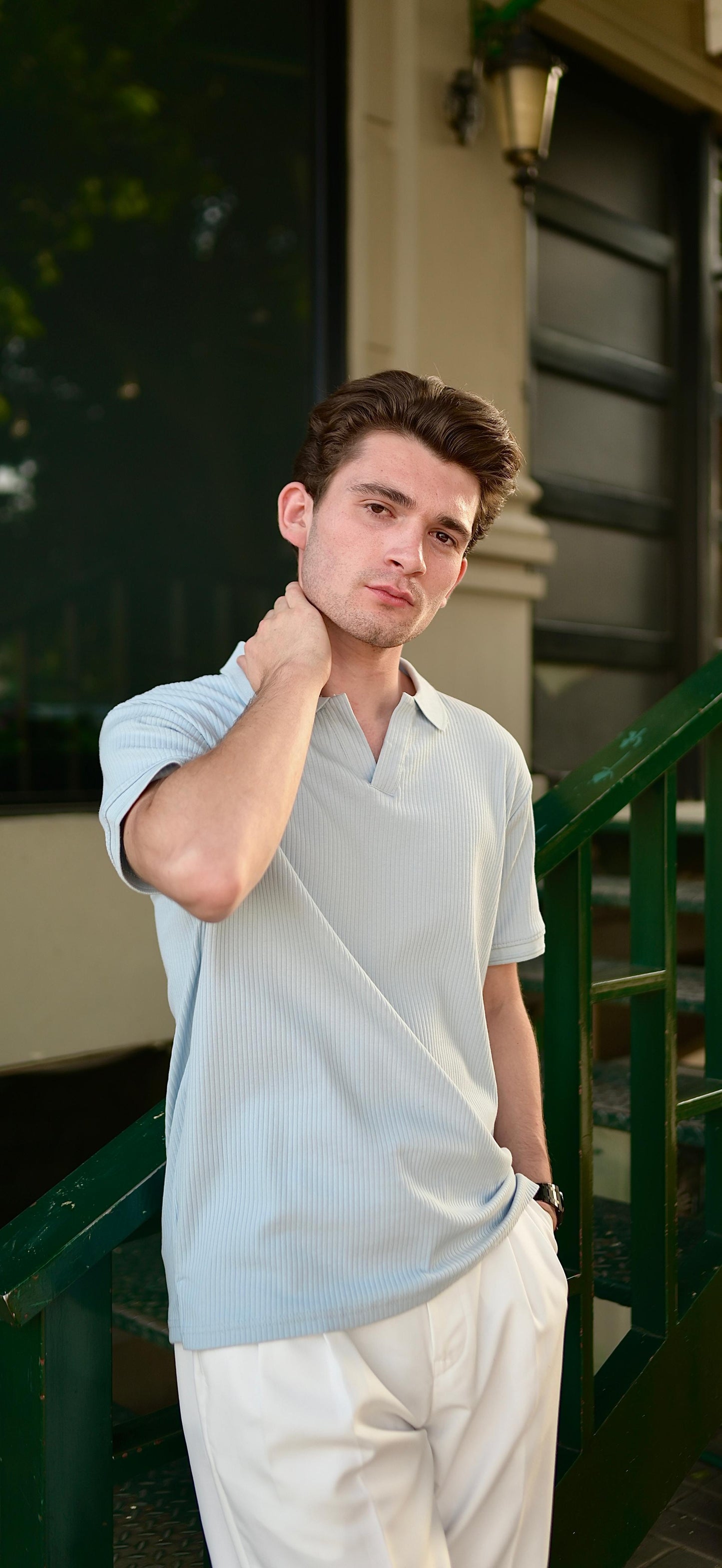 Sky Blue Drop Needle River Polo