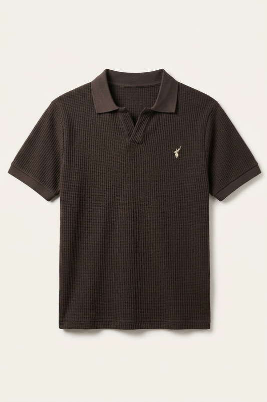 Textured Brown Polo Shirt