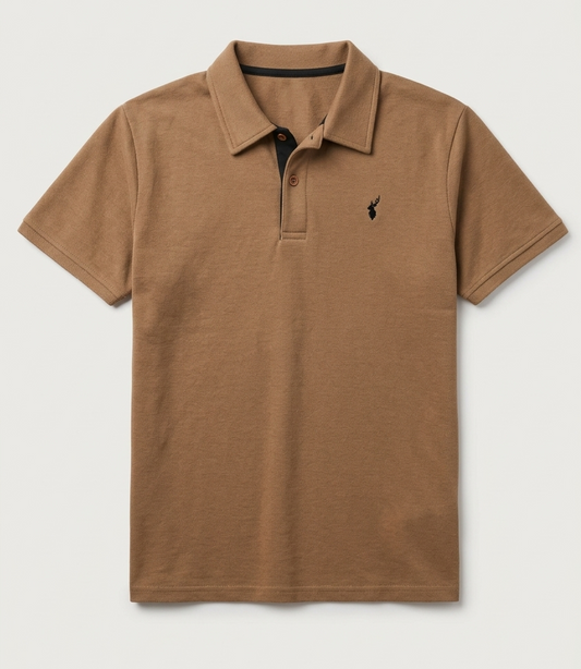 Brown Polo Shirt With Contrast Placket